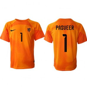 Nederland Remko Pasveer #1 Keeper Bortedrakt VM 2022 Kortermet